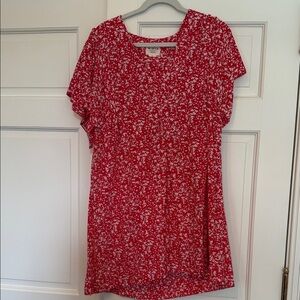 Stylish Red and White Short Sleeve Dress